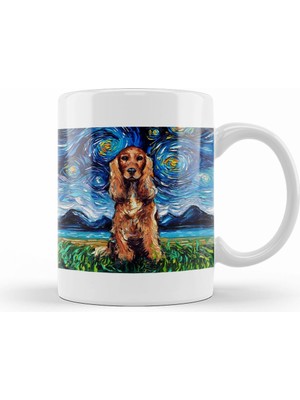 Humuts Red Cocker Spaniel Starry Night Kupa Bardak Porselen