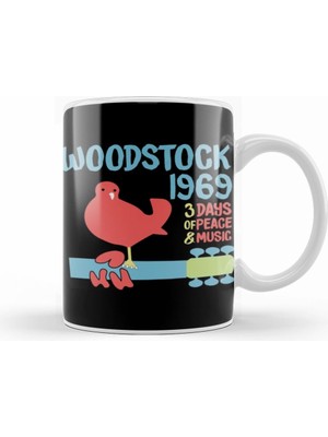 Humuts Woodstock 50TH Anniversary 1969 2020 Woodstock  Woodstock 1969 Peace Love Bird Kupa Bardak Porselen