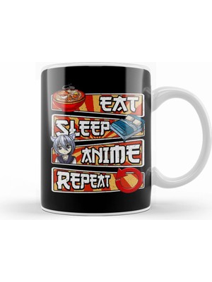 Humuts Eat Sleep Anime Repeat Cute Anime Obsessed Kupa Bardak Porselen