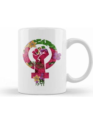 Humuts Awesome Floral Fist Hippie Power Hipster Peace Kupa Bardak Porselen