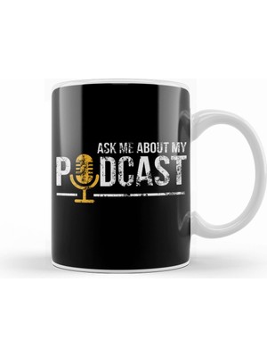 Humuts Vintage Ask Me About My Podcast Distressed Kupa Bardak Porselen