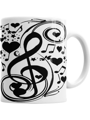 Humuts Aşk Müzik Nota  Kupa Bardak Porselen