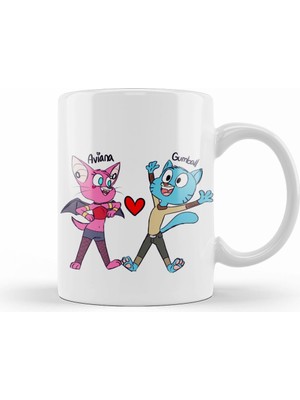 Humuts Kedi Cat Mammal Dog, Gumball Waterson Ariana Aşk Kupa Bardak Porselen