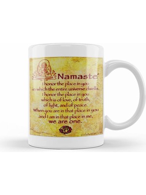 Humuts Namaste Yazı Meditasyon 04 Kupa Bardak Porselen