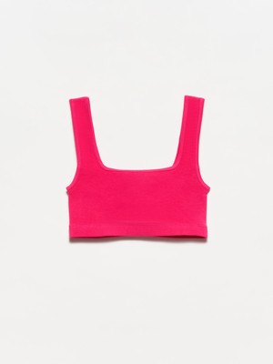 Dilvin 20167 Crop Top-Fuşya