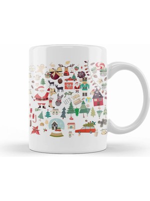 Humuts Yılbaşı Yeni Yıl Konseptli Full Kupa Bardak Porselen