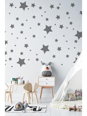 Lizpo Decor Gri Yıldız Yağmuru Çocuk ve Bebek Odası Sticker 150 Adet