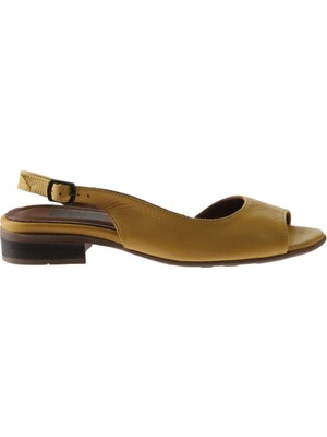 Bueno Shoes Sarı Deri Kadın Topuklu Sandalet