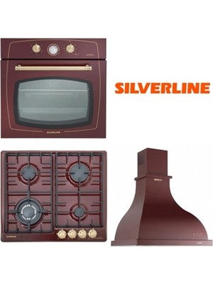 Silverline Rustik Bordo Ankastre Set RS5322-RS6235-2238 Retro