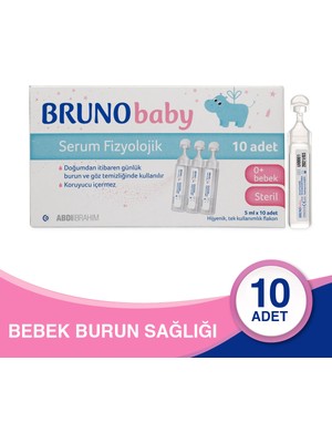 Bruno Serum Fizyolojik 10 Adet 5 ml Flakon Bebekler İçin Günlük Burun ve Göz Temizliği