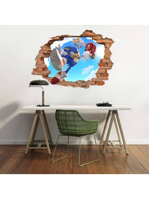 FIY 3D Duvar Çıkartmaları Sonic Kirpi Yaratıcı Karikatür Çıkartmalar Oyun Posteri Graffiti Dekorasyon 45 x 32 cm.