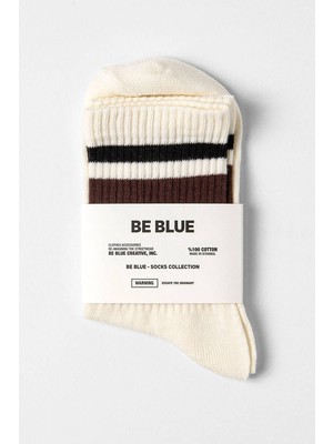 Be Blue Kahve-Siyah Çizgili Retro Çorap
