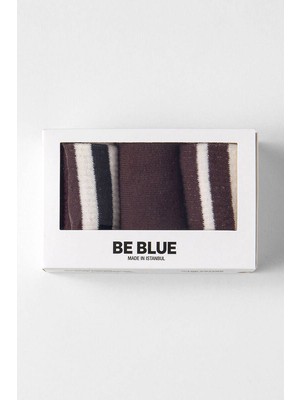 Be Blue Kahve Retro 3lü Çorap Seti
