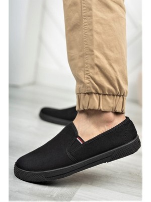 Emek Siyah Keten Bez Babet Spor Ayakkabı MZ101