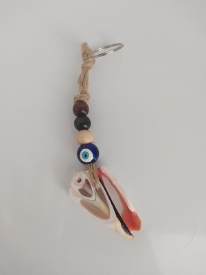 Hd Marketim Hasır Renkli Ahşap Boncuklu Nazar Anahtarlık Çanta Süsü 11873