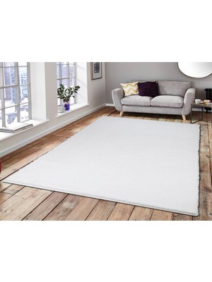 Çeyiz Diyarı Soft Plain Optik Beyaz Dikdörtgen Halı 150X230CM