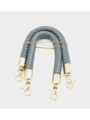 Angel Çanta Aksesuar Gri Kısa Örme Çanta Sapı Light Gold Metal