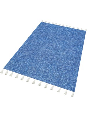 Rugs Modern Moroccan 9004 Alaçatı Mavisi Beyaz Püsküllü Bohomian ve Modern Kilim