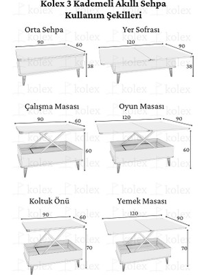 kolexonline Berlin Sihirli Masa Çalışma Masası Yemek Masası Sehba Ceviz Renk