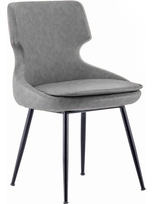 Bluetick Donna Metal Siyah Ayak Poliüretan Sünger Deri Rahat Sandalye BLU1754