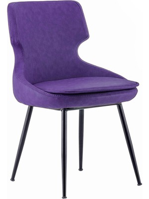 Bluetick Donna Metal Siyah Ayak Poliüretan Sünger Deri Rahat Sandalye BLU1754