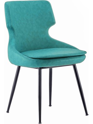 Bluetick Donna Metal Siyah Ayak Poliüretan Sünger Deri Rahat Sandalye BLU1754