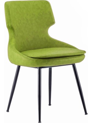 Bluetick Donna Metal Siyah Ayak Poliüretan Sünger Deri Rahat Sandalye BLU1754