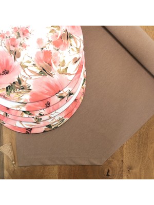 Desenizmir Amerikan Servis Romantik Desen Takım 6 Supla ve Runner Örtü Kombin 2