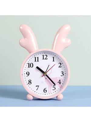 Keyfim Shop Masa Üstü Tavşan Temalı Işıklı Masa Saati-Krem