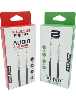 1m 3.5mm Jack Hasır Aux Kablo BS-063/FP-063 (Mavi-Kırmızı)