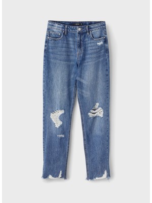 Lmtd Normal Bel Mavi Kız Çocuk Denim Pantolon Nlfkrıckızza Dnm Hw Mom Pant