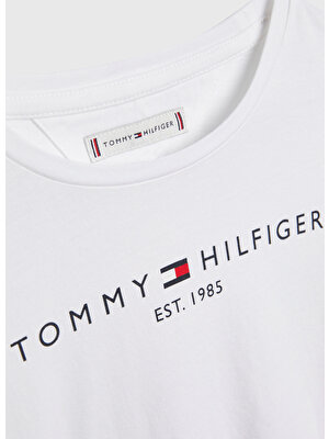 Tommy Hilfiger Düz Beyaz Kız Çocuk T-Shirt Essentıal Tee L/s