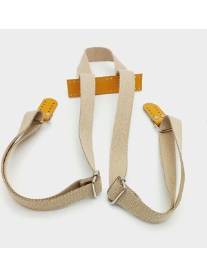 Angel Çanta Aksesuar Pamuklu Kolon Bej Sırt Çantası Sapı Gümüş Metalli