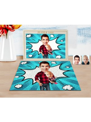 BK Kişiye Özel Baba Oğul Karikatürlü 1000 Parça Profesyonel Puzzle-3