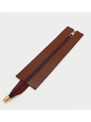 Angel Çanta Aksesuar Bordo Renk 28 cm Derili Fermuar Light Gold Metalli