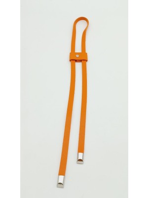 Angel Çanta Aksesuar Turuncu Tek Kat Suni Deri Büzgü Gümüş Metalli