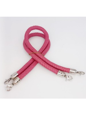 Angel Çanta Aksesuar Fuşya Örme Çanta Sapı Gümüş Metal