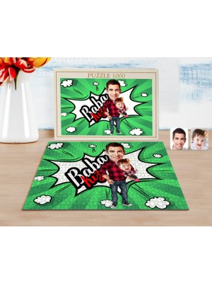 BK Kişiye Özel Baba Kız Karikatürlü 1000 Parça Profesyonel Puzzle-4