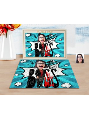 BK Kişiye Özel Kadın Big Boss Karikatürlü 1000 Parça Profesyonel Puzzle-3