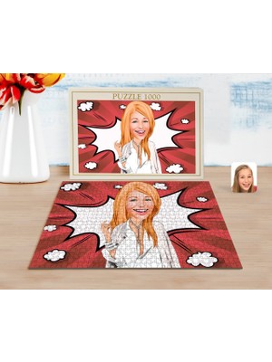BK Kişiye Özel Kadın Model Karikatürlü 1000 Parça Profesyonel Puzzle-2