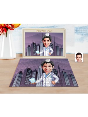 BK Kişiye Özel Erkek Diş Hekimi Karikatürlü 1000 Parça Profesyonel Puzzle-3
