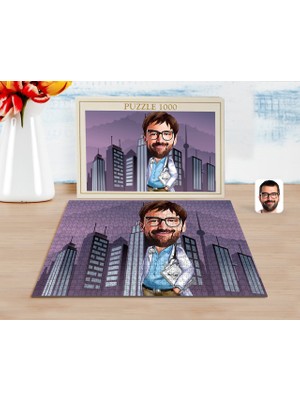 BK Kişiye Özel Erkek Doktor Karikatürlü 1000 Parça Profesyonel Puzzle-8