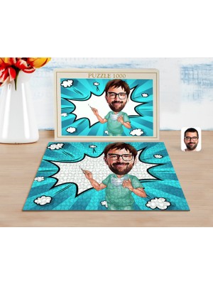 BK Kişiye Özel Erkek Cerrah Karikatürlü 1000 Parça Profesyonel Puzzle-1