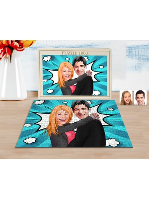 BK Kişiye Özel Sevgililer Karikatürlü 1000 Parça Profesyonel Puzzle-88