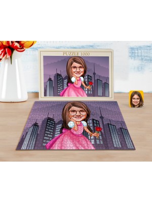 BK Kişiye Özel Kız Çocuk Prenses Karikatürlü 1000 Parça Profesyonel Puzzle-2