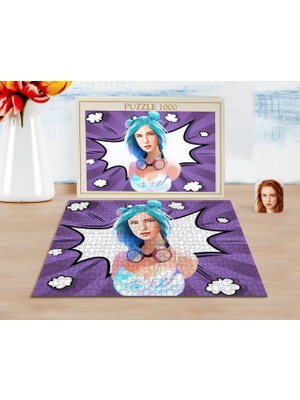 BK Kişiye Özel Kadın Soyut Karikatürlü 1000 Parça Profesyonel Puzzle-23