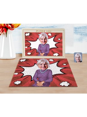 BK Kişiye Özel Büyükanne Karikatürlü 1000 Parça Profesyonel Puzzle-1