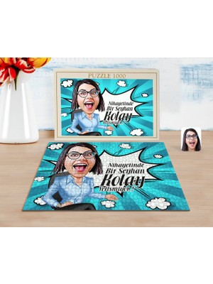 BK Kişiye Özel Kadın Kolay Yetişmiyor Karikatürlü 1000 Parça Profesyonel Puzzle-2