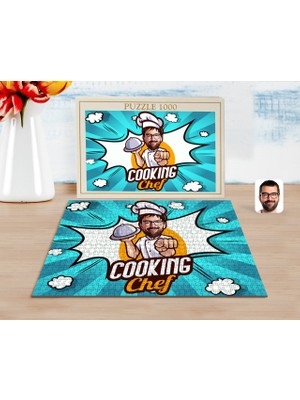 BK Kişiye Özel Erkek Chef Karikatürlü 1000 Parça Profesyonel Puzzle-15