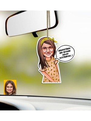 BK Kişiye Özel Kız Çocuk Kolay Yetişmiyor Karikatürlü Ahşap Araba Dikiz Ayna Süsü-2